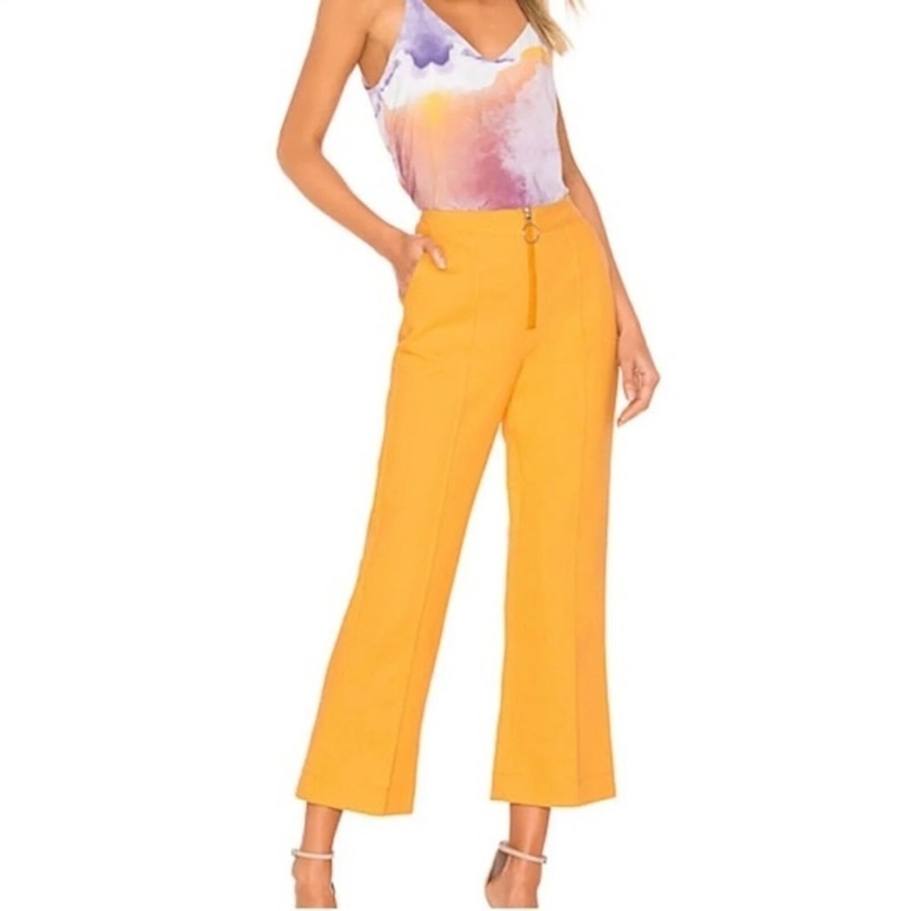 AERYNE For Revolve Yellow High Rise Wide Leg Cropped Jeans, XS